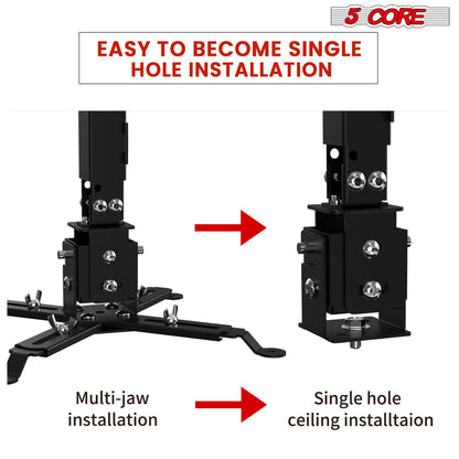 5Core Projector Mount Ceiling Wall Universal Holder Adjustable Low Profile Capacity 40lb