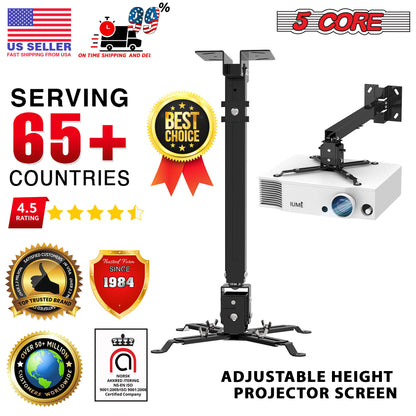 5Core Projector Mount Ceiling Wall Universal Holder Adjustable Low Profile Capacity 40lb
