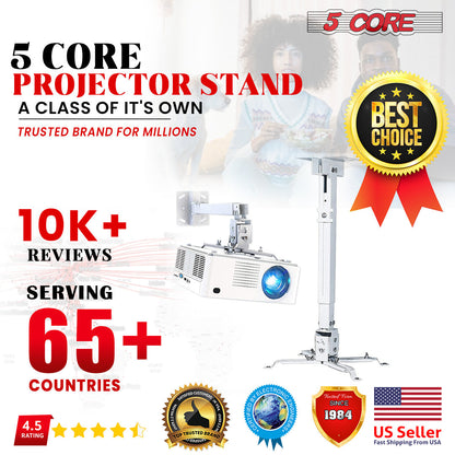 5Core Projector Mount Ceiling Wall Universal Holder Adjustable Low Profile Capacity 40lb
